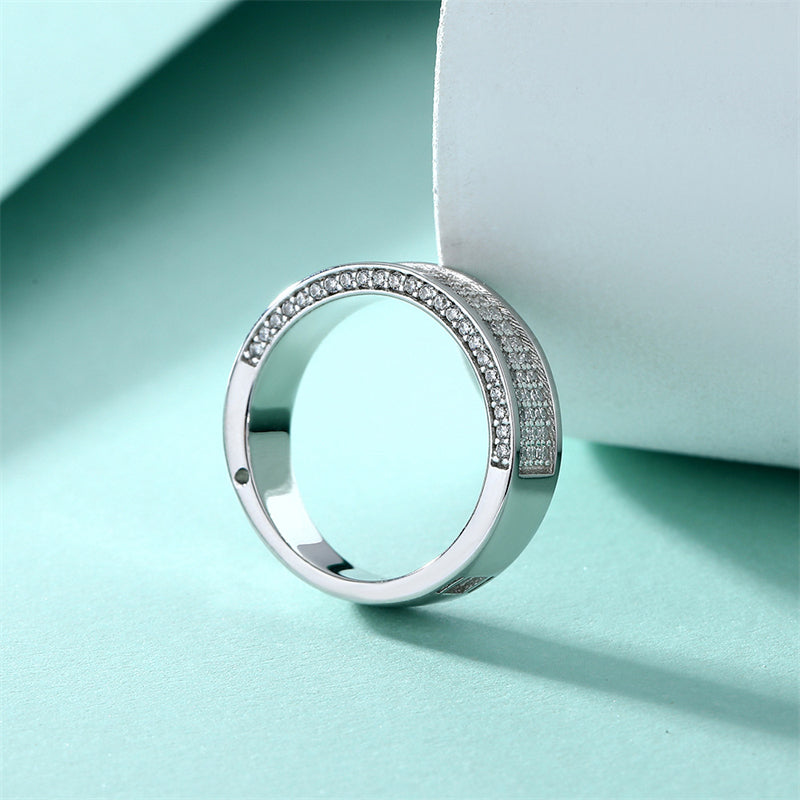 S925 Sterling Silver Full Pavé Eternity Band - Luxe Geometric Wedding Ring