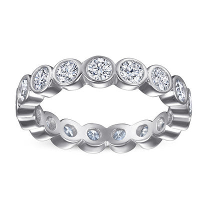 S925 Sterling Silver Full Pavé Zirconia Band Ring - Elegant Circle of Diamonds