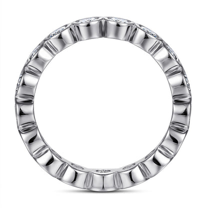 S925 Sterling Silver Full Pavé Zirconia Band Ring - Elegant Circle of Diamonds