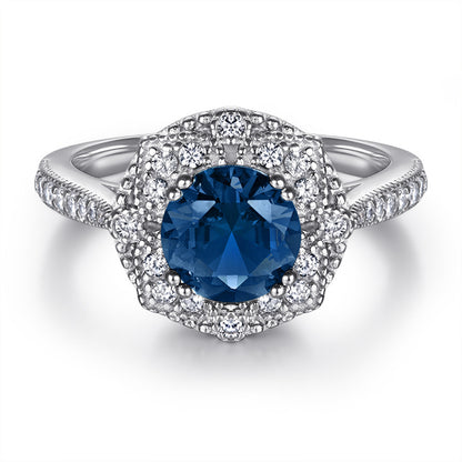 S925 Sterling Silver Gemstone Ring - Modern Geometric Jewelry with Blue/Green CZ Stones