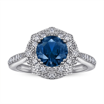 S925 Sterling Silver Gemstone Ring - Modern Geometric Jewelry with Blue/Green CZ Stones
