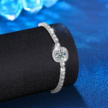 S925 Sterling Silver Geometric Bracelet with 1ct Moissanite Square Design Light Luxury Travel Jewelry Rhodium Plated