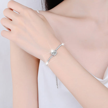 S925 Sterling Silver Geometric Bracelet with 1ct Moissanite Square Design Light Luxury Travel Jewelry Rhodium Plated