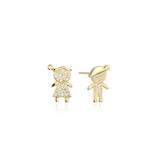 S925 Sterling Silver Geometric Diamond Stud Earrings - Korean Style Minimalist Earrings with Plastic Backs