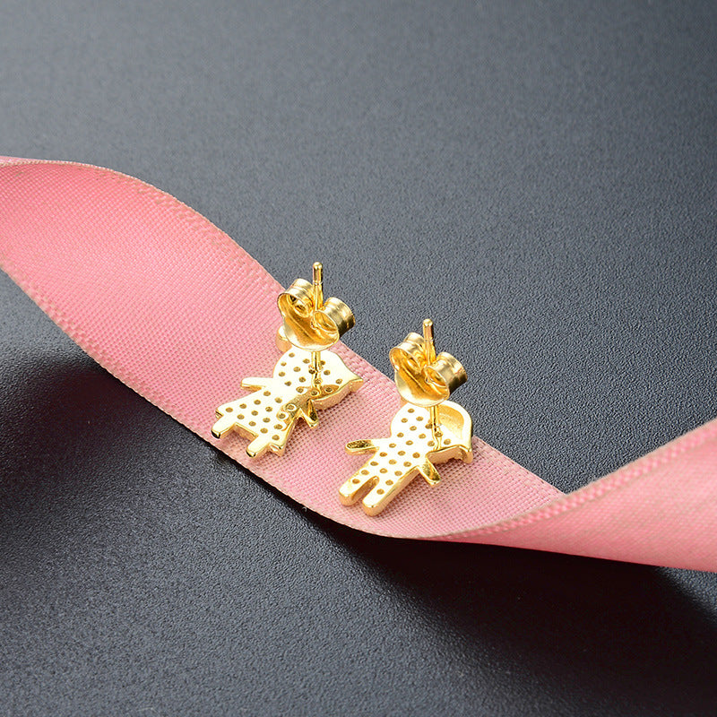 S925 Sterling Silver Geometric Diamond Stud Earrings - Korean Style Minimalist Earrings with Plastic Backs
