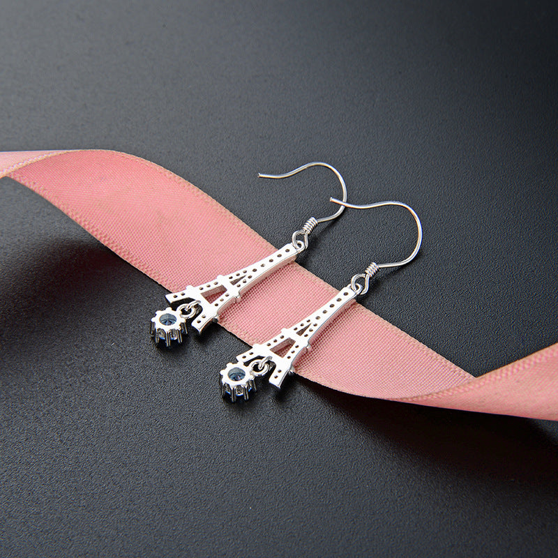 S925 Sterling Silver Geometric Drop Earrings - Modern European Style Dangle Earrings for Women