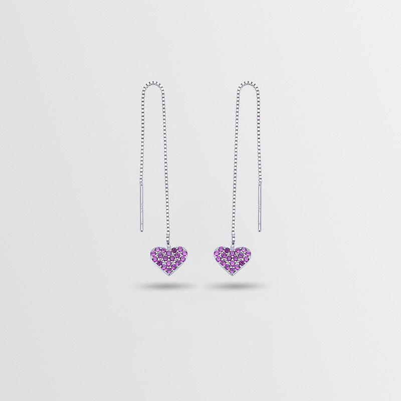 S925 Sterling Silver Geometric Drop Earrings - White/Purple/Blue CZ Dangle Earrings in Korean Style