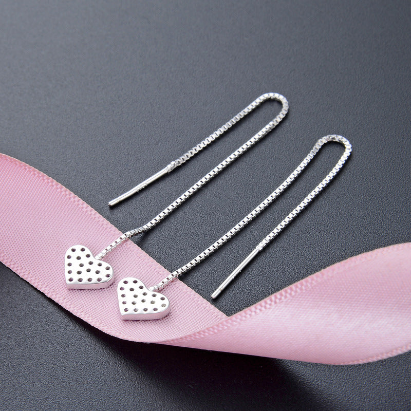 S925 Sterling Silver Geometric Drop Earrings - White/Purple/Blue CZ Dangle Earrings in Korean Style