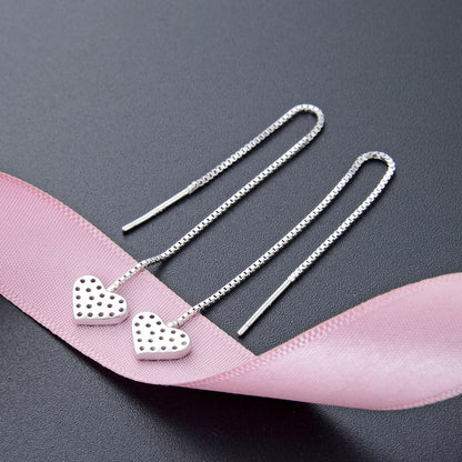 S925 Sterling Silver Geometric Drop Earrings - White/Purple/Blue CZ Dangle Earrings in Korean Style