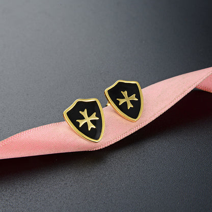 S925 Sterling Silver Geometric Stud Earrings-Enamel Color Drops with Plastic Backs, Trendy Western Style for Women