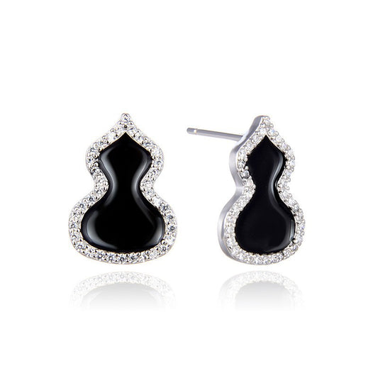 S925 Sterling Silver Geometric Stud Earrings - Korean Style Enamel Color Earrings with Plastic Ear Stoppers