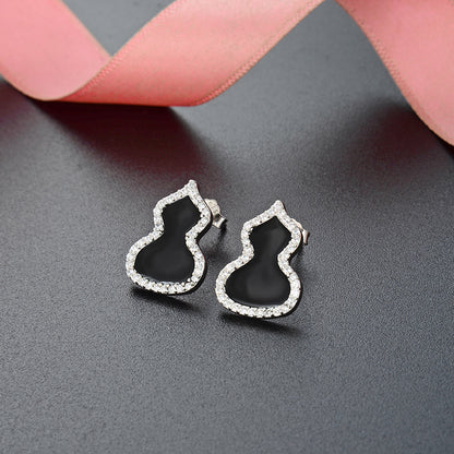 S925 Sterling Silver Geometric Stud Earrings - Korean Style Enamel Color Earrings with Plastic Ear Stoppers