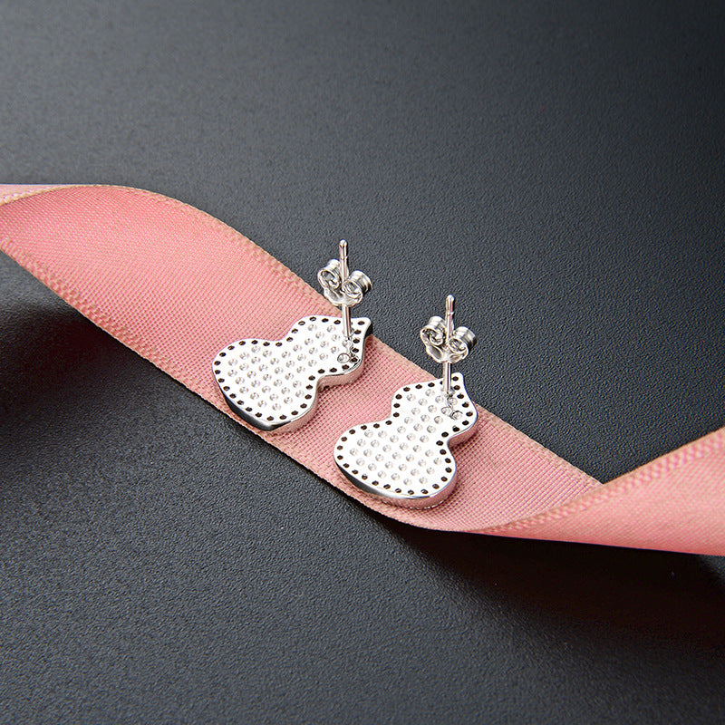 S925 Sterling Silver Geometric Stud Earrings - Korean Style Enamel Color Earrings with Plastic Ear Stoppers