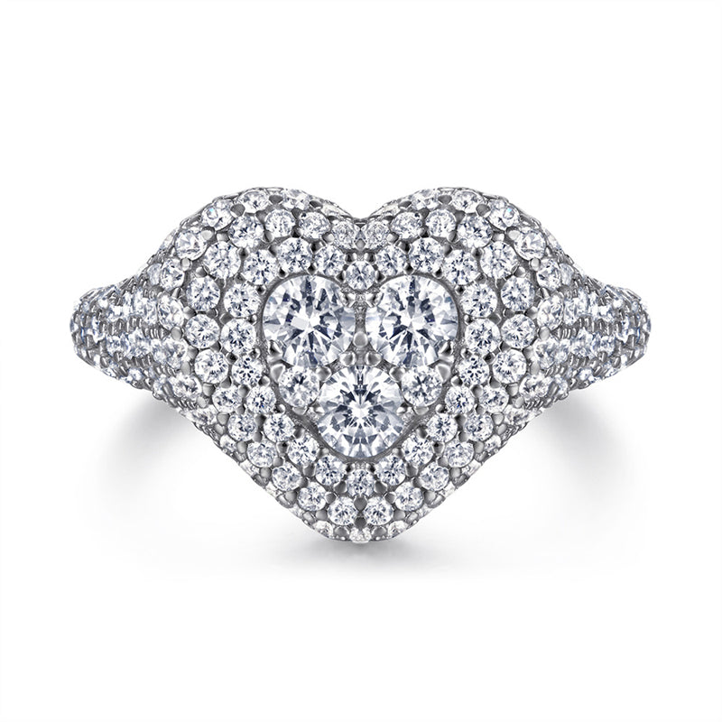 S925 Sterling Silver Heart-Shaped Micro-Pavé Ring - Bestselling Romantic Jewelry