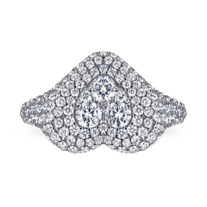 S925 Sterling Silver Heart-Shaped Micro-Pavé Ring - Bestselling Romantic Jewelry