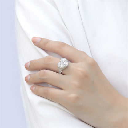 S925 Sterling Silver Heart-Shaped Micro-Pavé Ring - Bestselling Romantic Jewelry