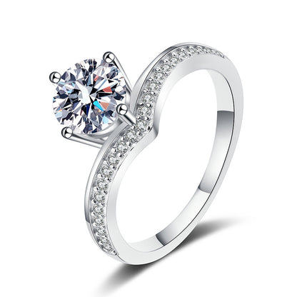 S925 Sterling Silver Heart-Shaped Moissanite Micro-Pavé Ring with Lucky Motifs