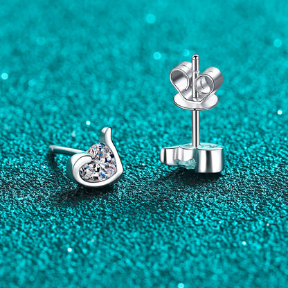 S925 Sterling Silver Heart-Shaped Moissanite Stud Earrings - 0.6CT Dainty Everyday Jewelry