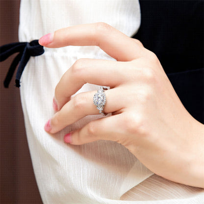 S925 Sterling Silver Heart-Shaped Zirconia Ring – Elegant Simulated Diamond Ring for Women