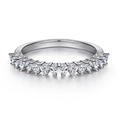 S925 Sterling Silver Heart Band Ring – Delicate Single Row CZ Jewelry