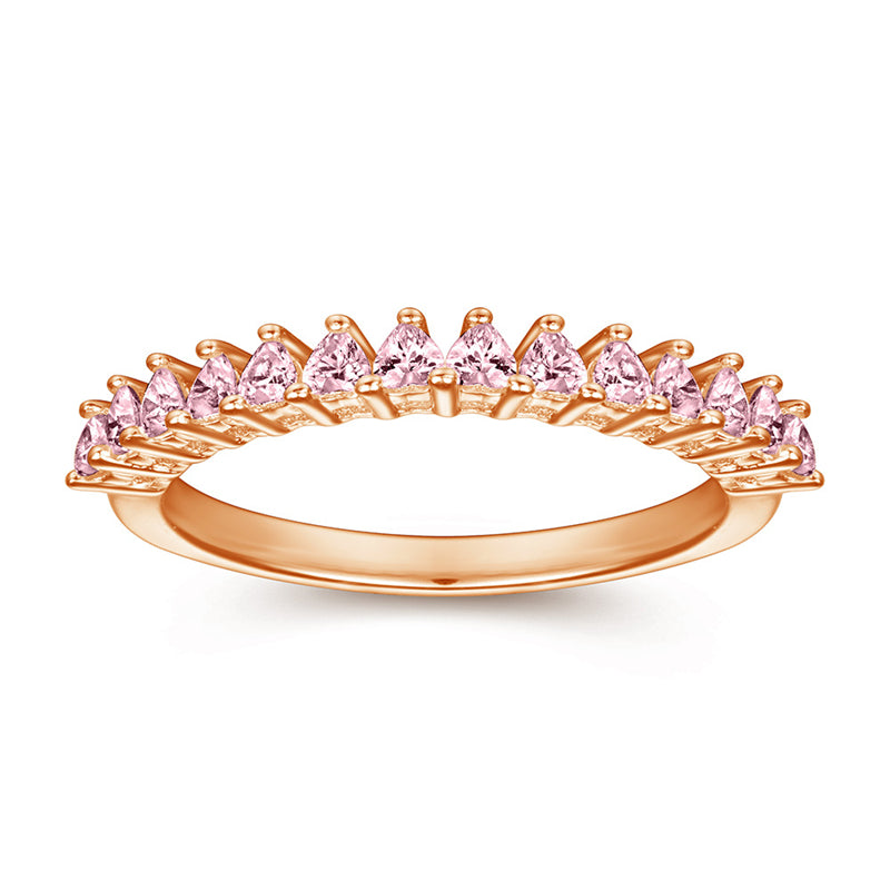 S925 Sterling Silver Heart Band Ring – Delicate Single Row CZ Jewelry