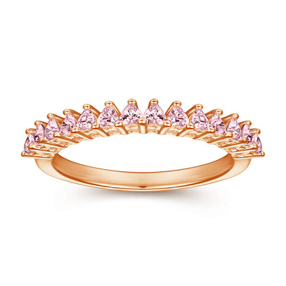 S925 Sterling Silver Heart Band Ring – Delicate Single Row CZ Jewelry