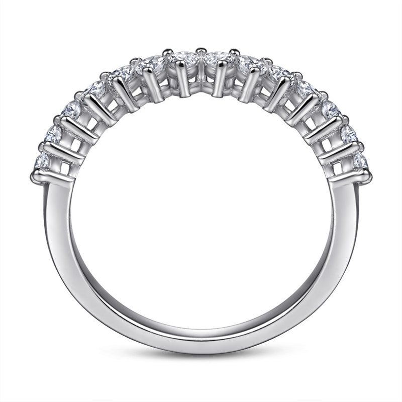 S925 Sterling Silver Heart Band Ring – Delicate Single Row CZ Jewelry