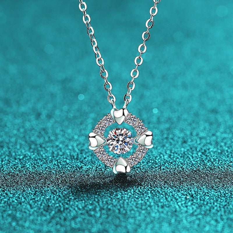 S925 Sterling Silver Heart Bezel Pendant Necklace - 0.5CT Moissanite Dainty & Playful Chain