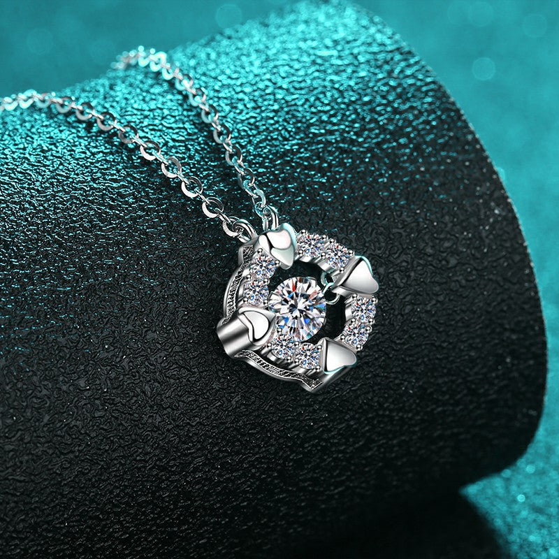 S925 Sterling Silver Heart Bezel Pendant Necklace - 0.5CT Moissanite Dainty & Playful Chain
