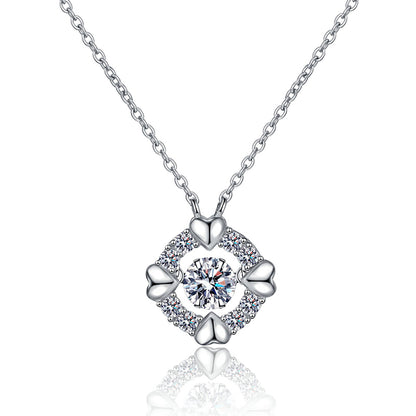 S925 Sterling Silver Heart Bezel Pendant Necklace - 0.5CT Moissanite Dainty & Playful Chain