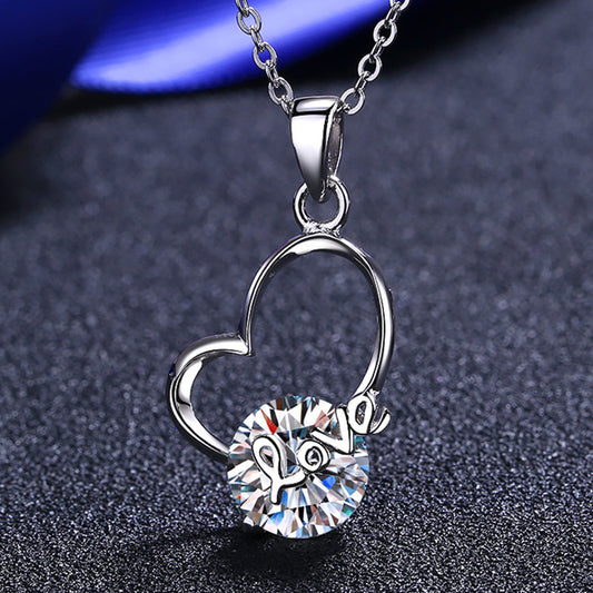 S925 Sterling Silver Heart Pendant Necklace - 2CT Moissanite Instagram-Worthy Chain