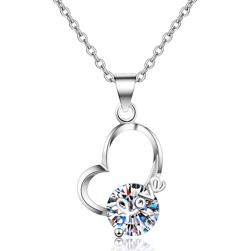 S925 Sterling Silver Heart Pendant Necklace - 2CT Moissanite Instagram-Worthy Chain
