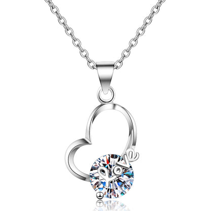 S925 Sterling Silver Heart Pendant Necklace - 2CT Moissanite Instagram-Worthy Chain