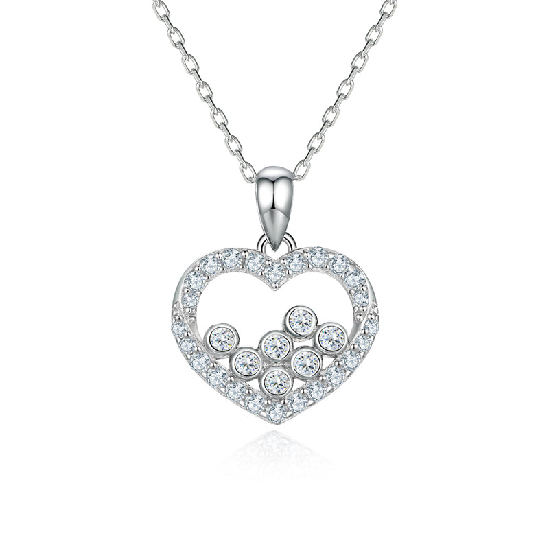 S925 Sterling Silver Heart Pendant Necklace - Minimalist Geometric Love Collarbone Chain