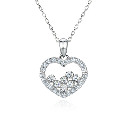 S925 Sterling Silver Heart Pendant Necklace - Minimalist Geometric Love Collarbone Chain