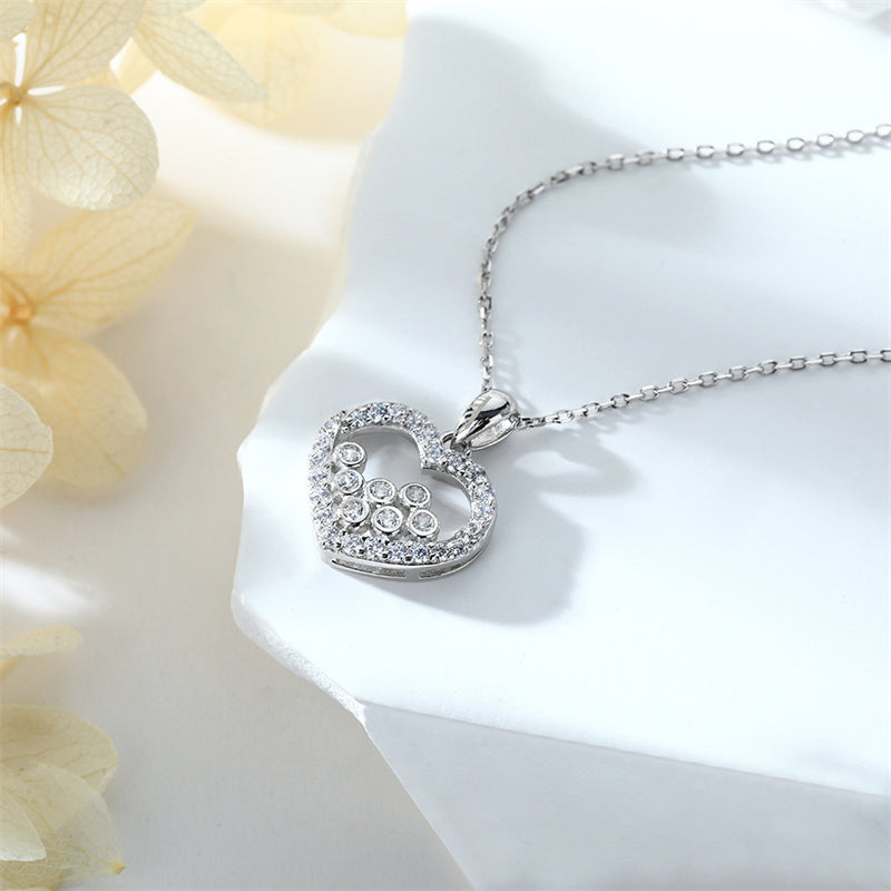 S925 Sterling Silver Heart Pendant Necklace - Minimalist Geometric Love Collarbone Chain