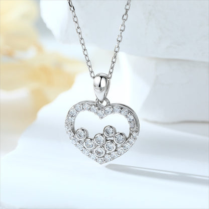 S925 Sterling Silver Heart Pendant Necklace - Minimalist Geometric Love Collarbone Chain