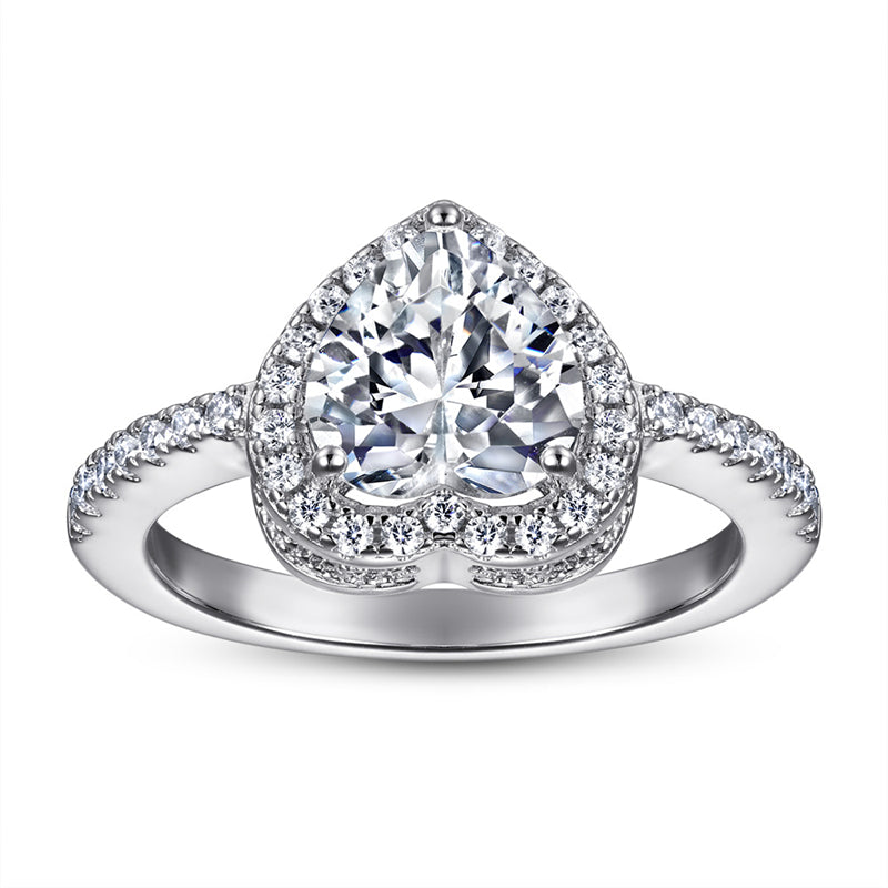 S925 Sterling Silver Heart Ring - Elegant Cubic Zirconia Jewelry for Women