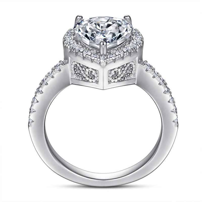 S925 Sterling Silver Heart Ring - Elegant Cubic Zirconia Jewelry for Women