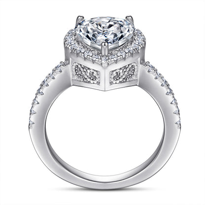 S925 Sterling Silver Heart Ring - Elegant Cubic Zirconia Jewelry for Women
