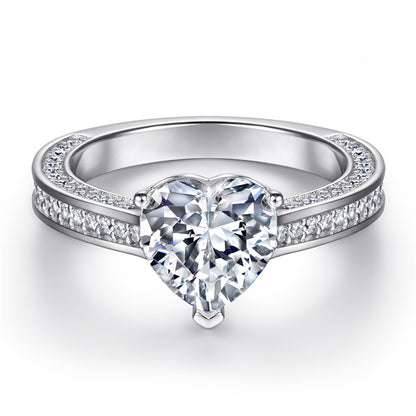 S925 Sterling Silver Heart Ring – Elegant Cubic Zirconia Jewelry for Women