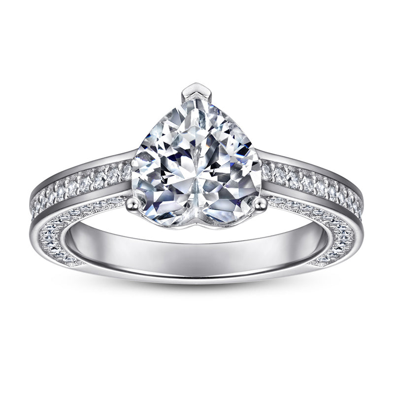 S925 Sterling Silver Heart Ring – Elegant Cubic Zirconia Jewelry for Women