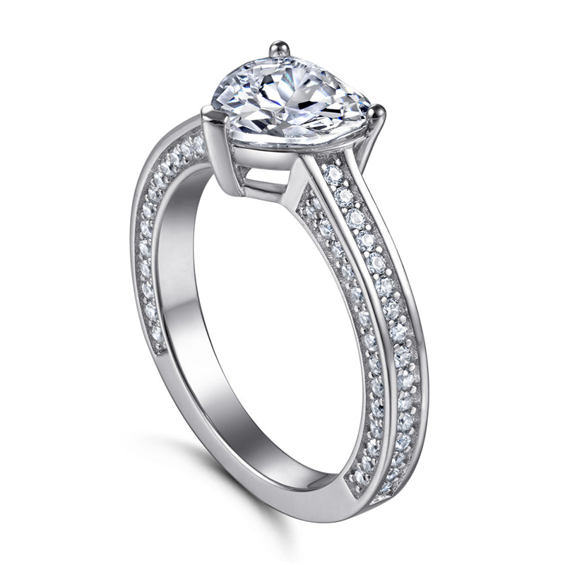 S925 Sterling Silver Heart Ring – Elegant Cubic Zirconia Jewelry for Women