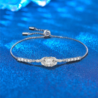 S925 Sterling Silver Hexagonal Bracelet with 1ct Moissanite Versatile Travel Jewelry Rhodium Plated