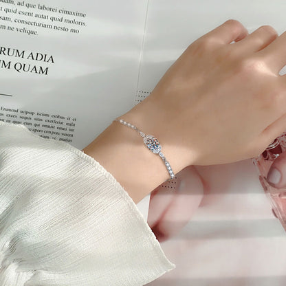 S925 Sterling Silver Hexagonal Bracelet with 1ct Moissanite Versatile Travel Jewelry Rhodium Plated