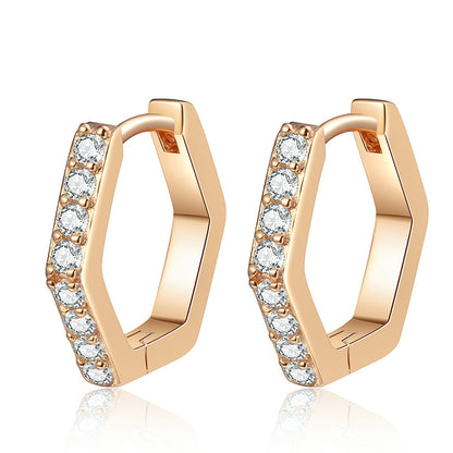 S925 Sterling Silver Hexagonal Champagne Moissanite Stud Earrings - 0.40ct Celestial-Inspired Minimalist Jewelry