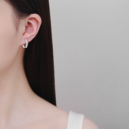 S925 Sterling Silver Hexagonal Moissanite Stud Earrings - 0.40ct Minimalist Cluster Earrings for Everyday