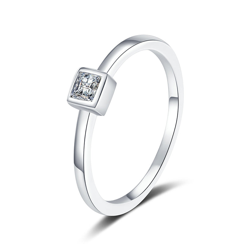 S925 Sterling Silver "Ice Cube" Moissanite Ring | 0.3ct Minimalist Botanical Design