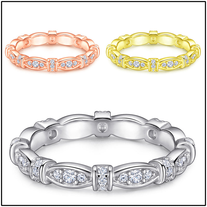 S925 Sterling Silver Interlocking Leaf Ring Set - Nature-Inspired Stackable Wedding Jewelry