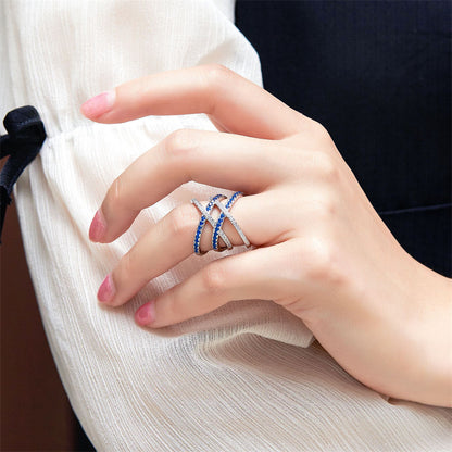 S925 Sterling Silver Interlocking Stackable Rings Set - Modern Geometric Jewelry for Women